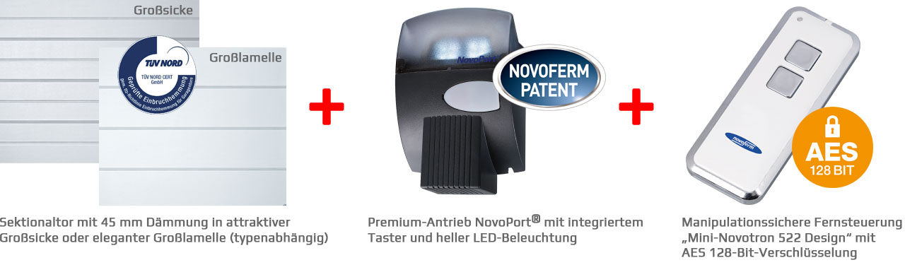 Bild Novoferm - Sektionaltor iso 45, Design-Antrieb, Handsender